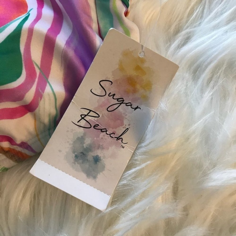 SUGAR BEACH Top With removable pads Swim Swimsuit Multicolor Size M New - Picture 10 of 11